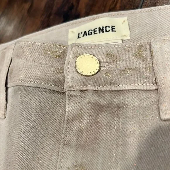 L’AGANCEMargot Skinny Jeans tan color with glitter high rise size 26